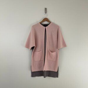 St. John Light Pink Grey Two-Toned Cashmere Cardigan Cape Size P